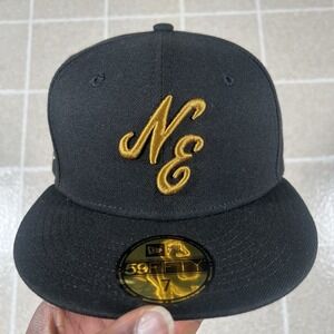 New Era 59FIFTY Cap 100th Anniversary Hat Script Black Gold 7